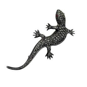 Vintage sterling silver Marcasite lizard brooch - GM297